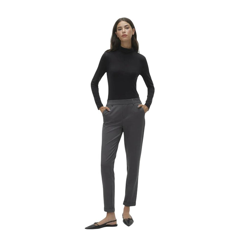 Vero Moda VMMAYA MW Loose Solid Pant - Stylish Gray Casual Trousers