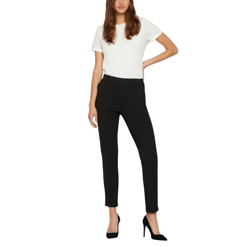 Vero Moda VMMAYA MW Loose Solid Pant - Stylish Black Casual Trousers