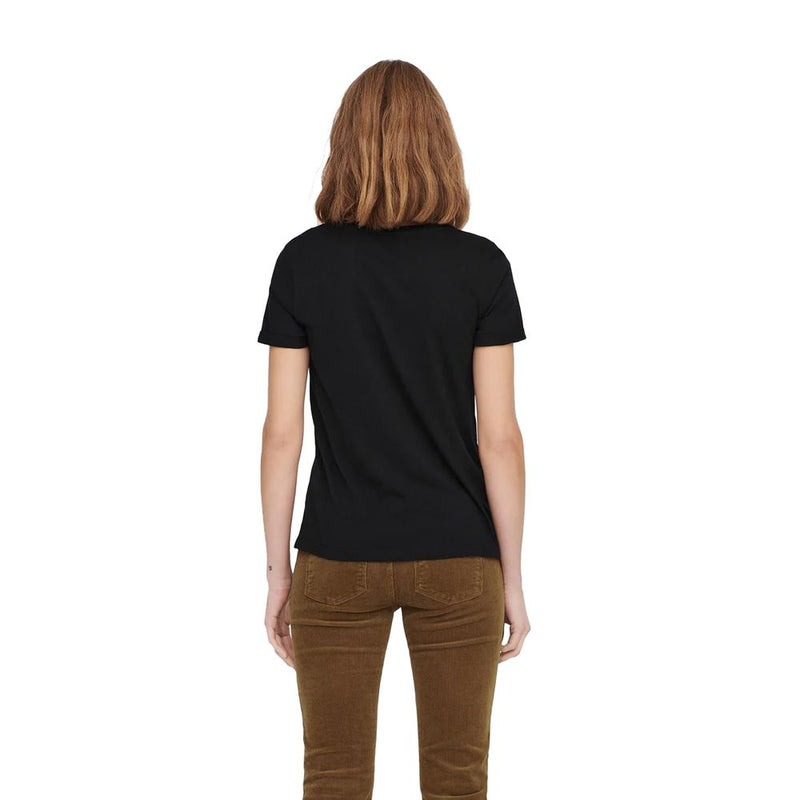 Only ONLKITA LIFE Black Cotton T-Shirt for Women