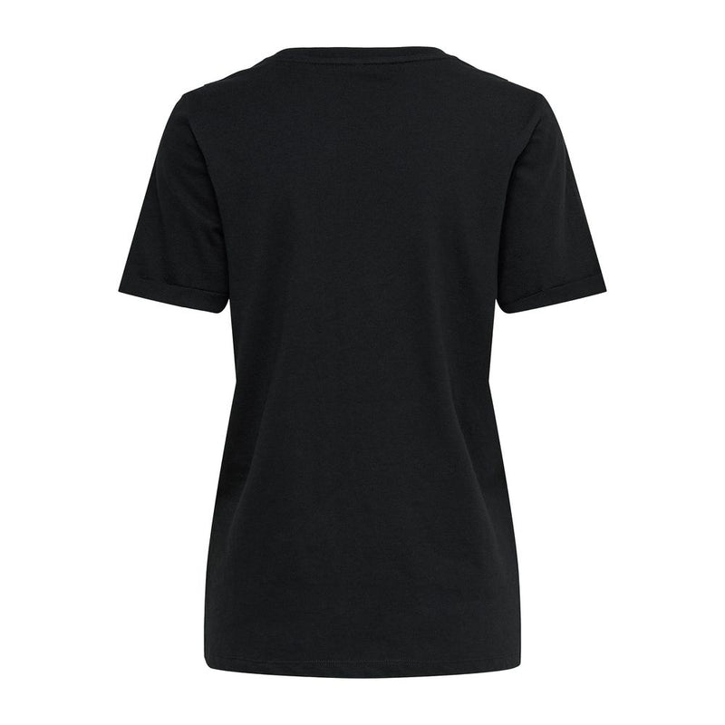 Only ONLKITA LIFE Black Cotton T-Shirt for Women
