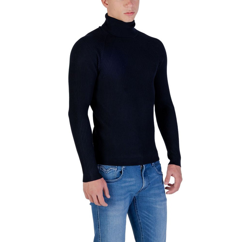 Antony Morato Blue Viscose Turtleneck - Model MMSW01409-YA500002