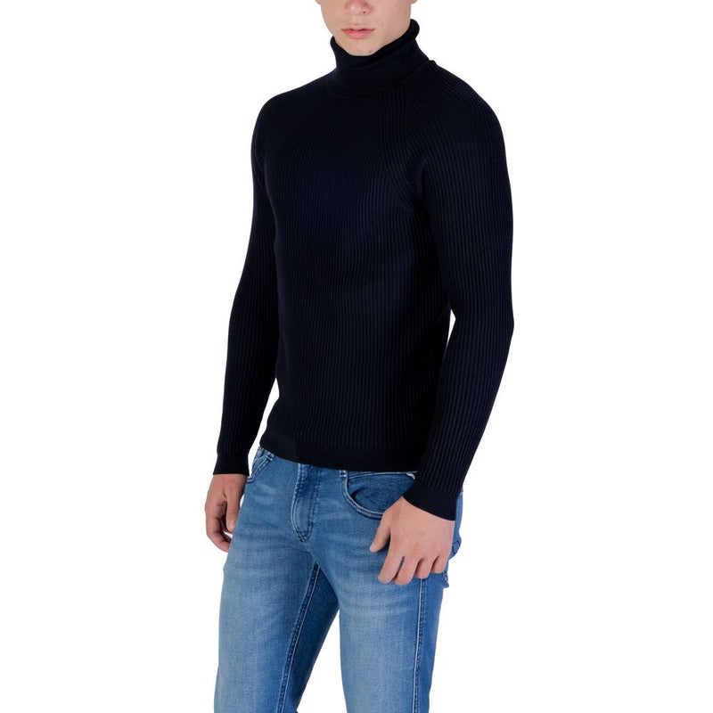 Antony Morato Blue Viscose Turtleneck - Model MMSW01409-YA500002