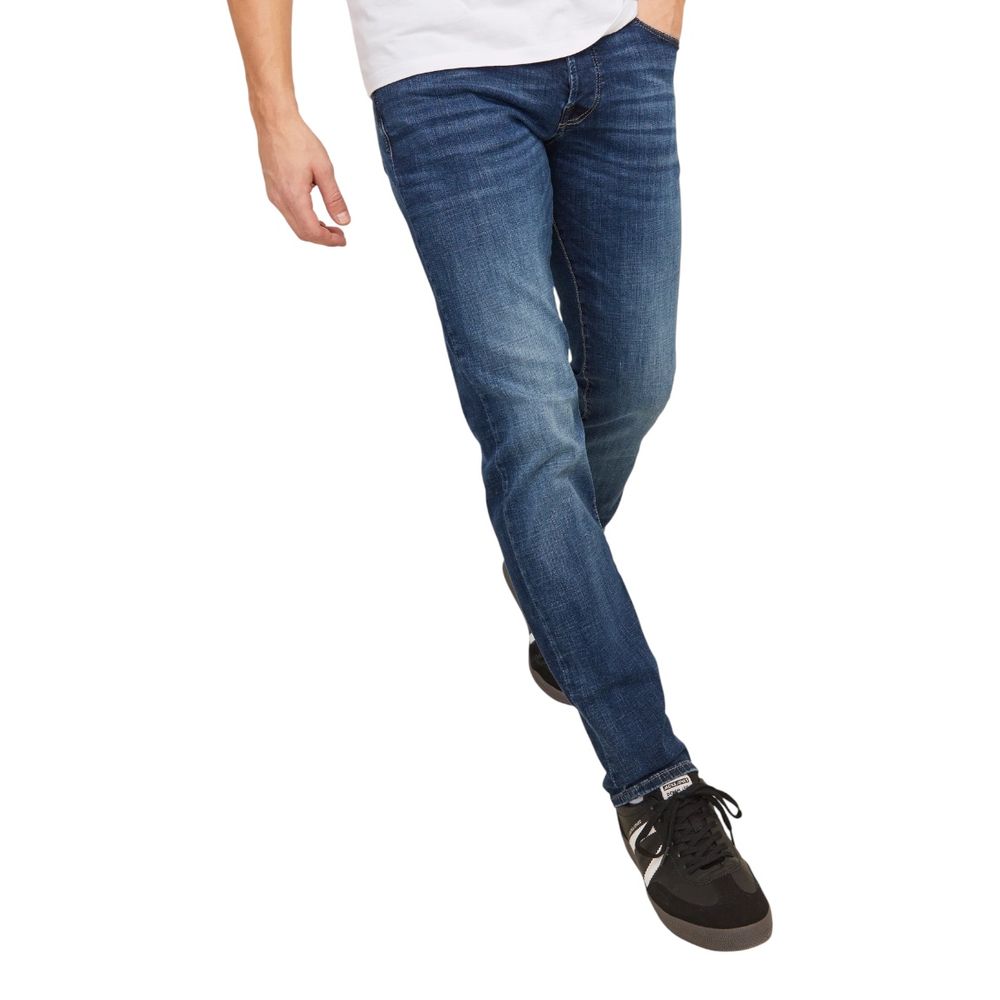Jack Jones JJIGLENN JJICON Blue Cotton Relaxed Fit Jeans