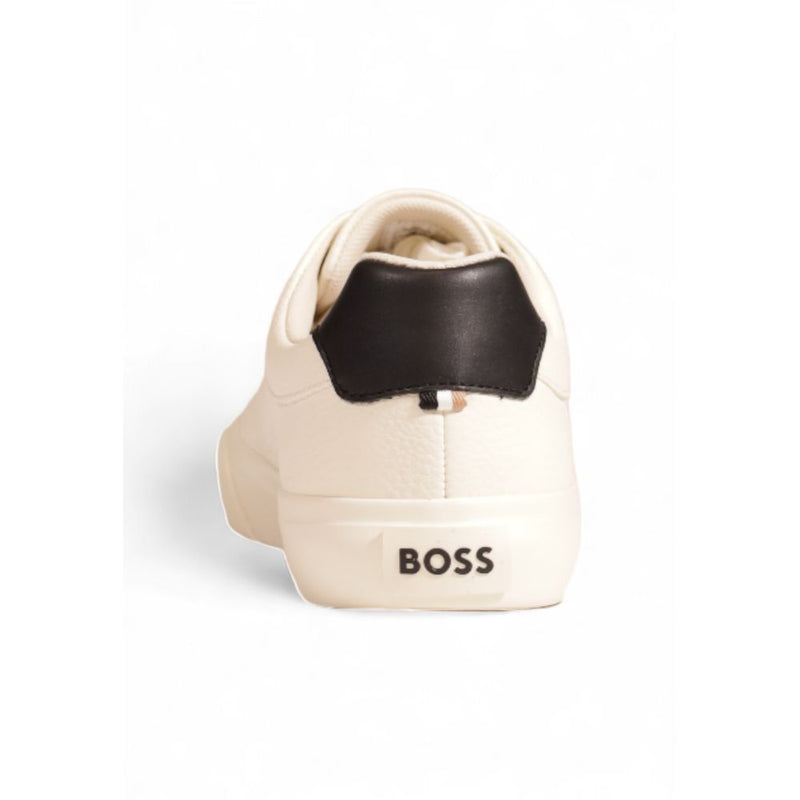 Hugo Boss Aiden_Tenn_grltp Cream Leather Low Top Sneakers