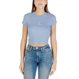 Calvin Klein Jeans Monogram Baby Tee Blue Cotton T-Shirt