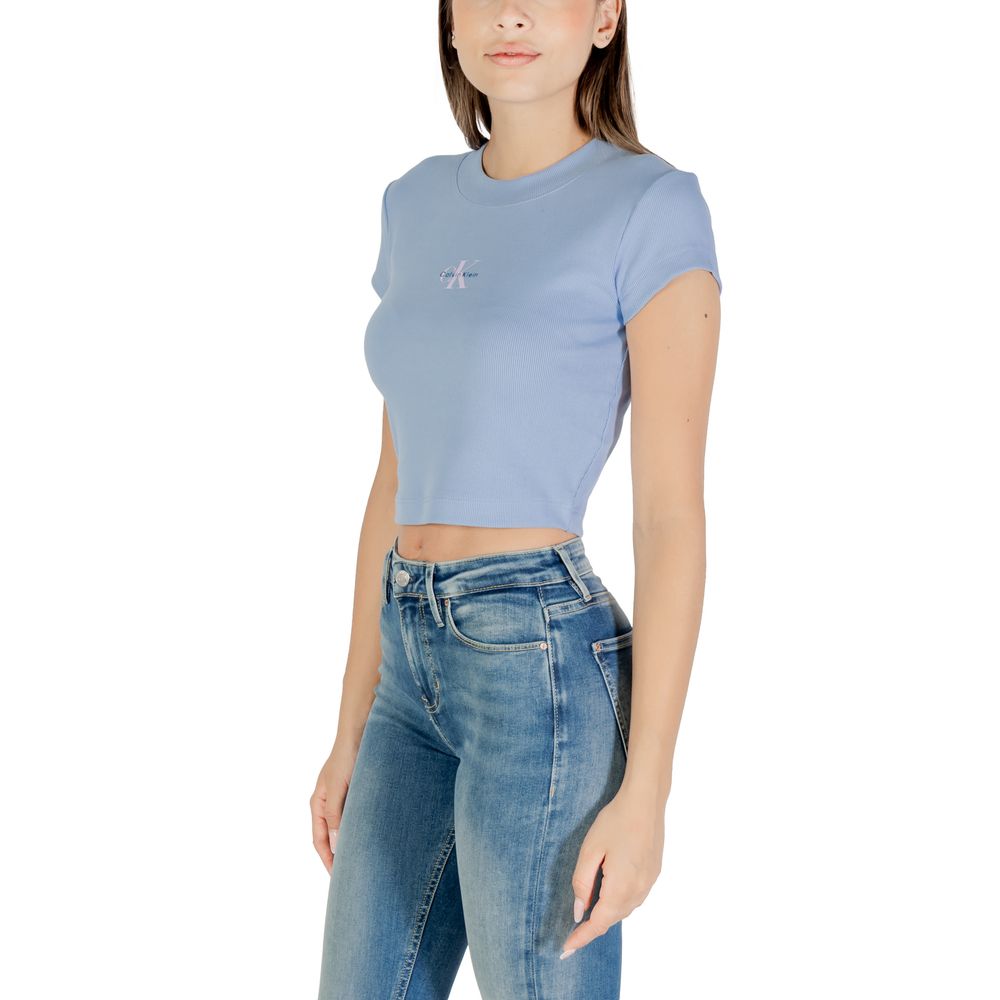 Calvin Klein Jeans Monogram Baby Tee Blue Cotton T-Shirt