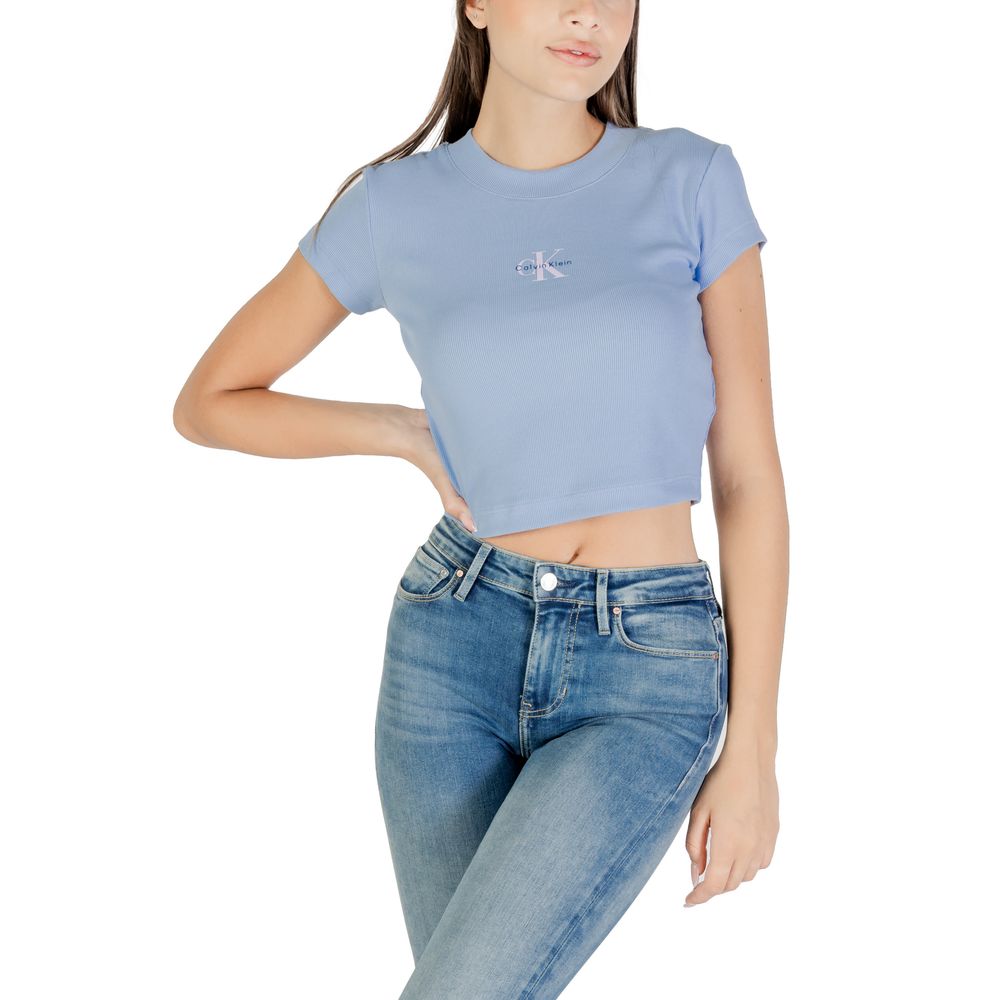 Calvin Klein Jeans Monogram Baby Tee Blue Cotton T-Shirt