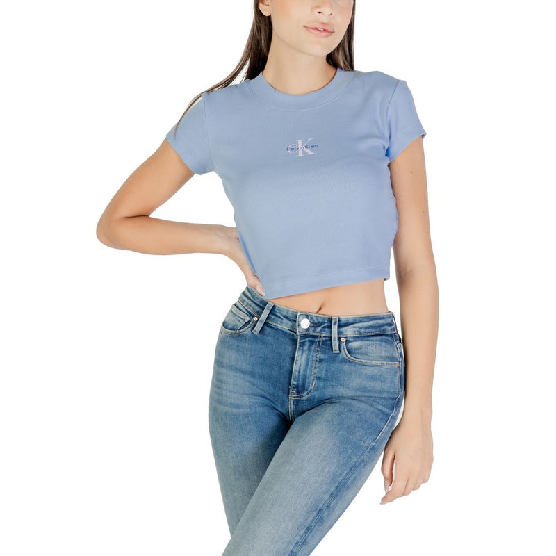 Calvin Klein Jeans Monogram Baby Tee - T-Shirt en Coton Bleu