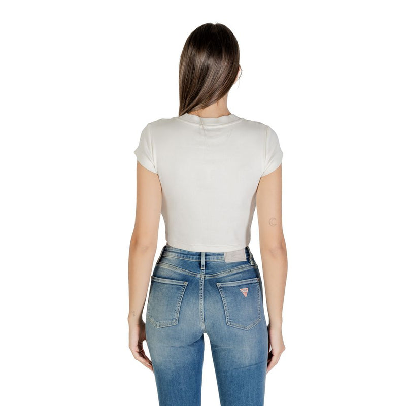 Calvin Klein Jeans Monogram Baby Tee Cream Cotton T-Shirt