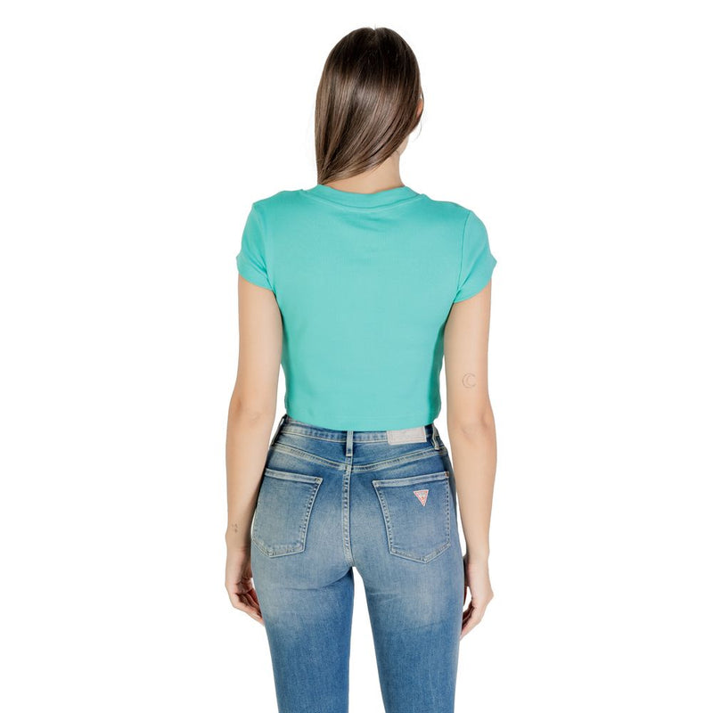 Calvin Klein Jeans Monogram Baby Tee - Turquoise Cotton T-Shirt