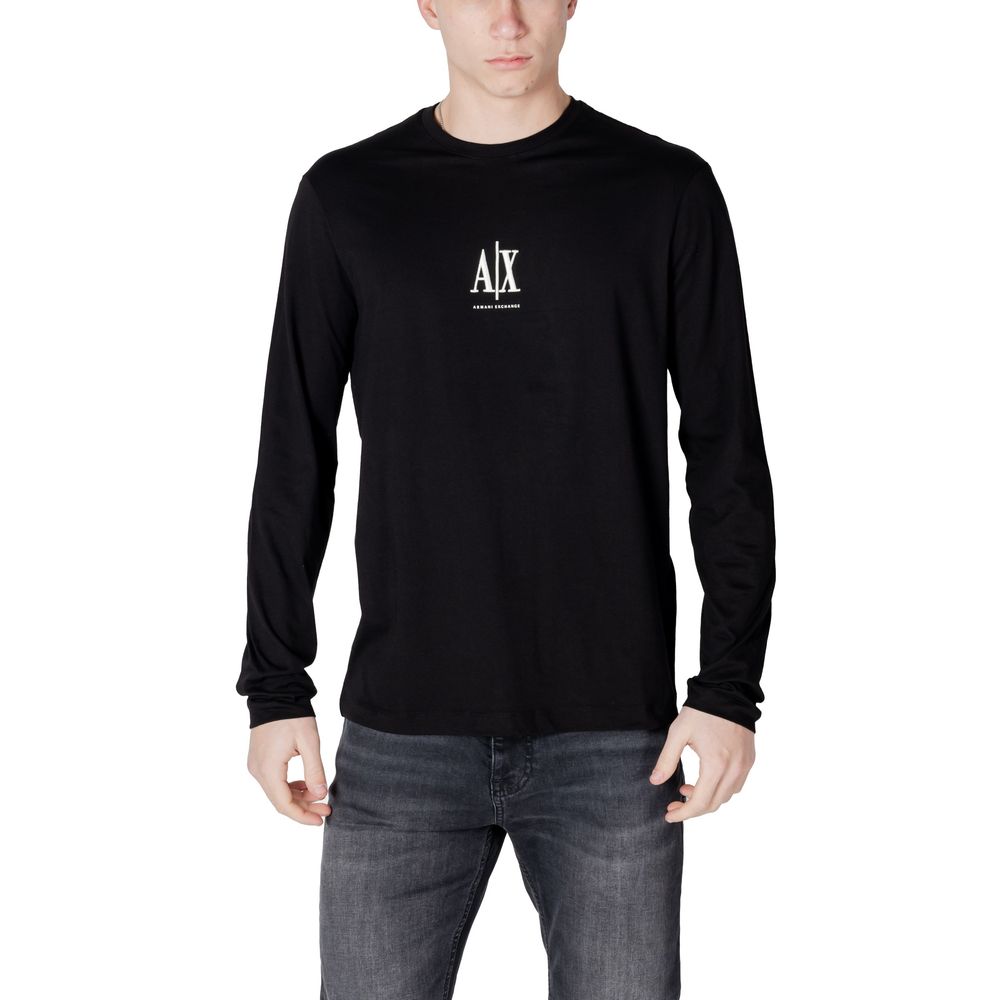 T-shirt à manches longues en coton noir Armani Exchange
