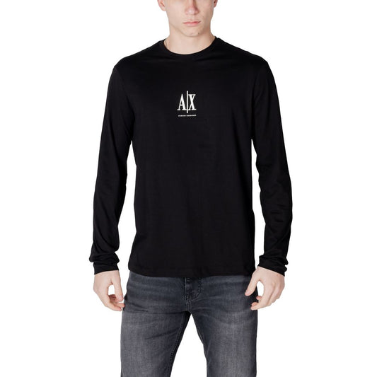 T-shirt à manches longues en coton noir Armani Exchange