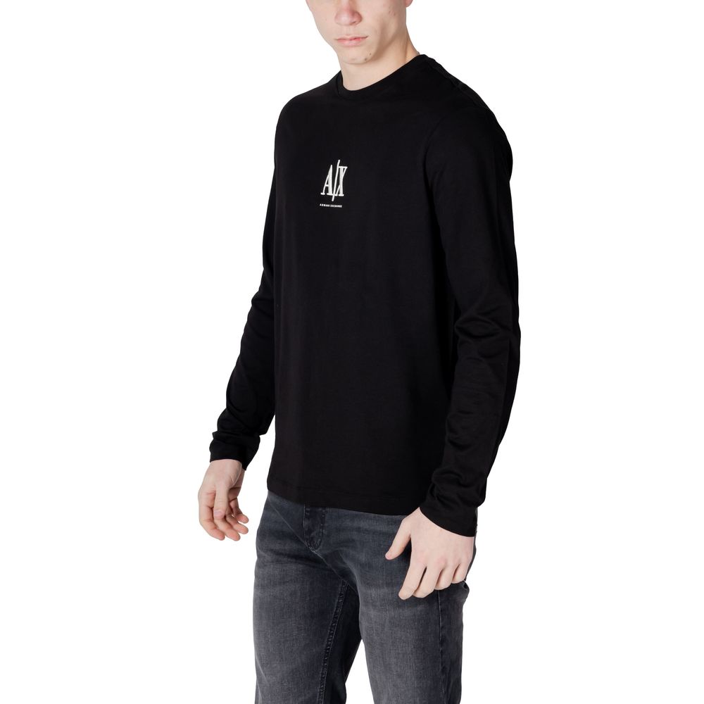T-shirt à manches longues en coton noir Armani Exchange