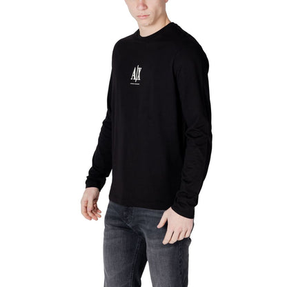 T-shirt à manches longues en coton noir Armani Exchange