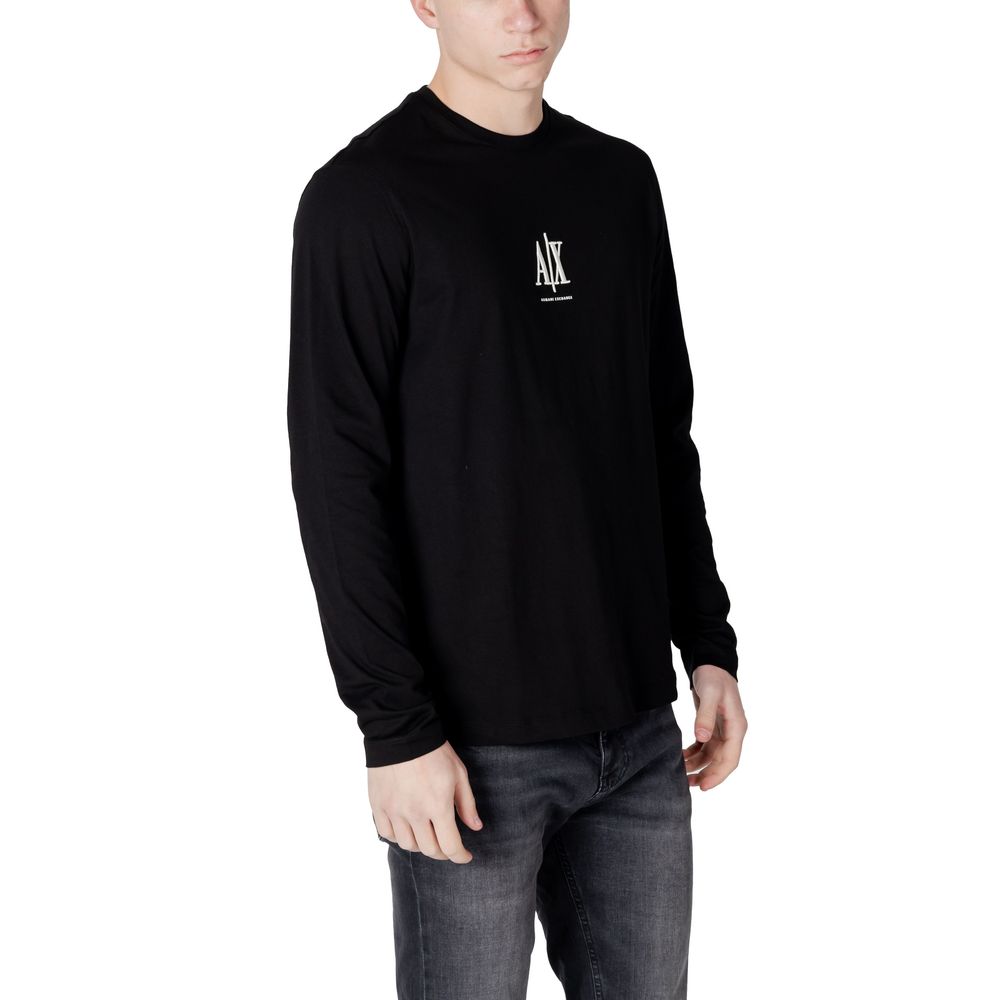T-shirt à manches longues en coton noir Armani Exchange