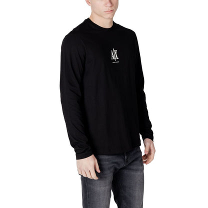 T-shirt à manches longues en coton noir Armani Exchange
