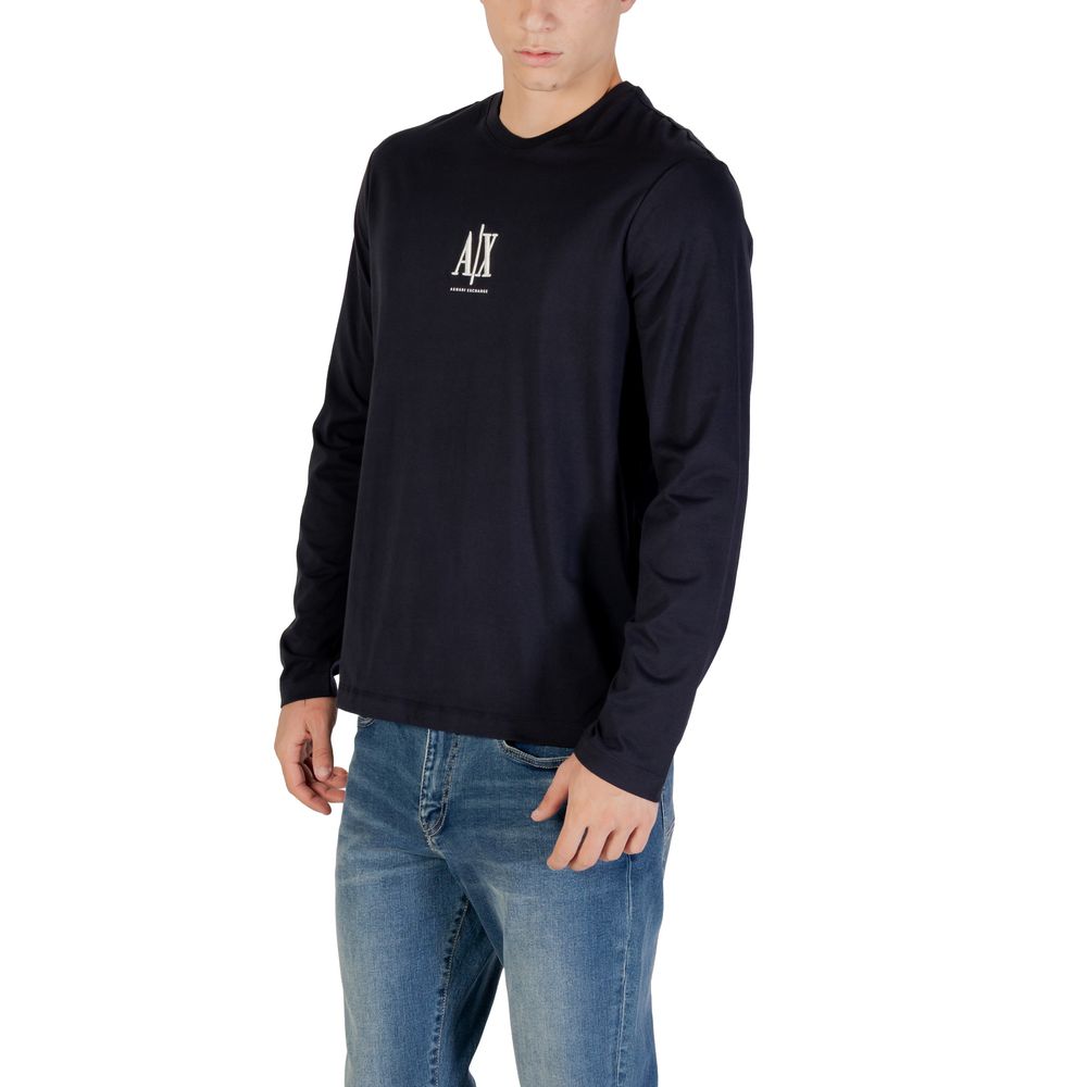 T-shirt manches longues en coton bleu Armani Exchange