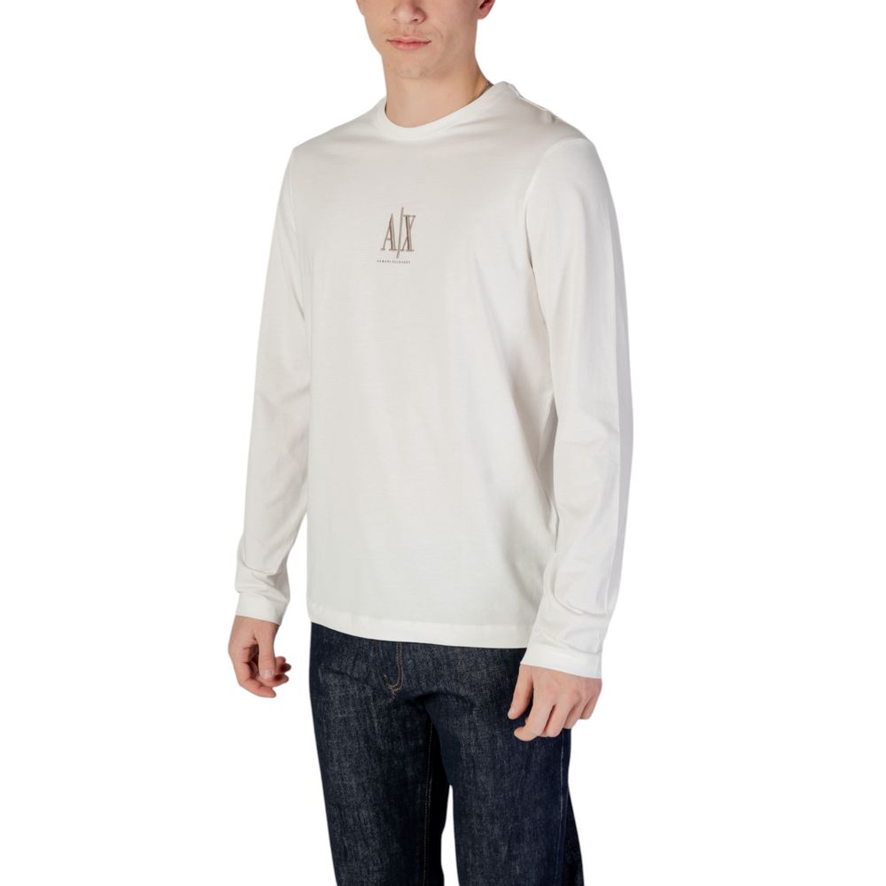 T-shirt manches longues en coton crème Armani Exchange
