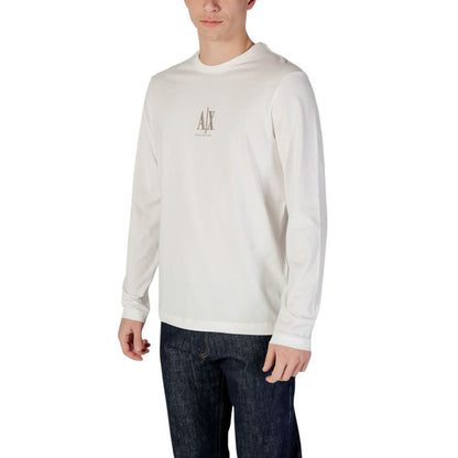 T-shirt manches longues en coton crème Armani Exchange