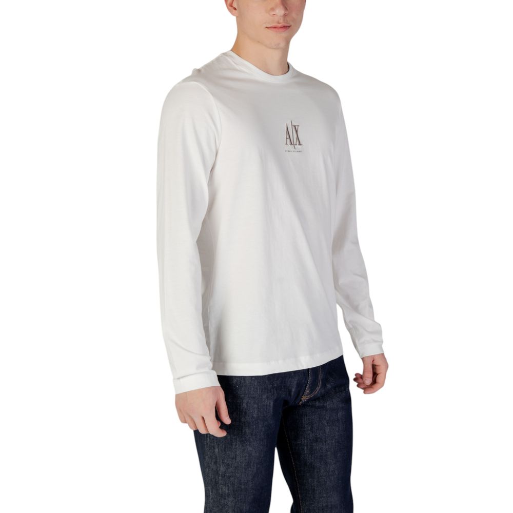 T-shirt manches longues en coton crème Armani Exchange