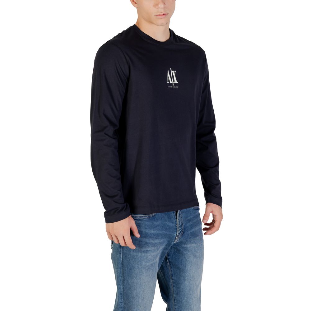 T-shirt manches longues en coton bleu Armani Exchange