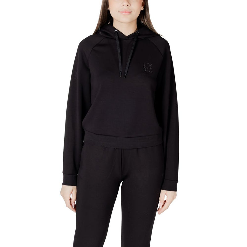 Armani Exchange Black Viscose Hoodie for Women