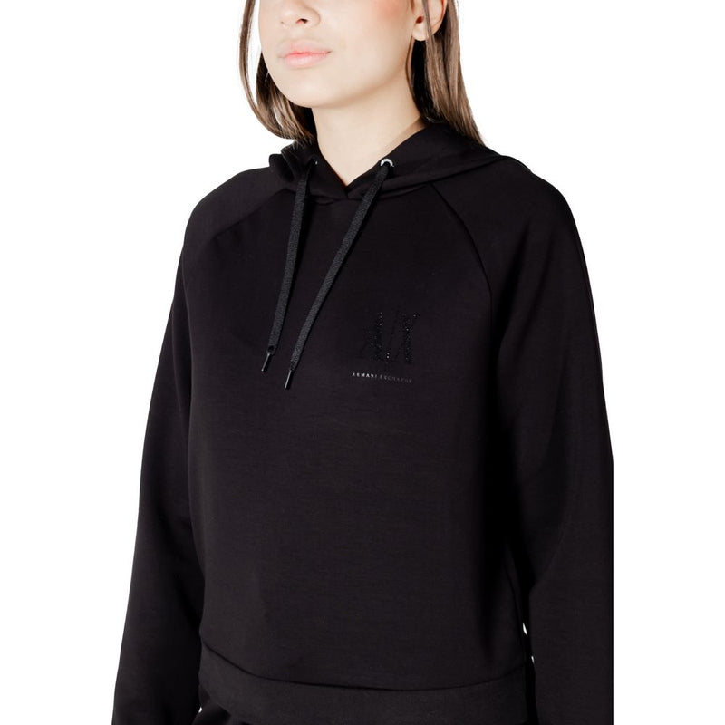 Armani Exchange Black Viscose Hoodie for Women