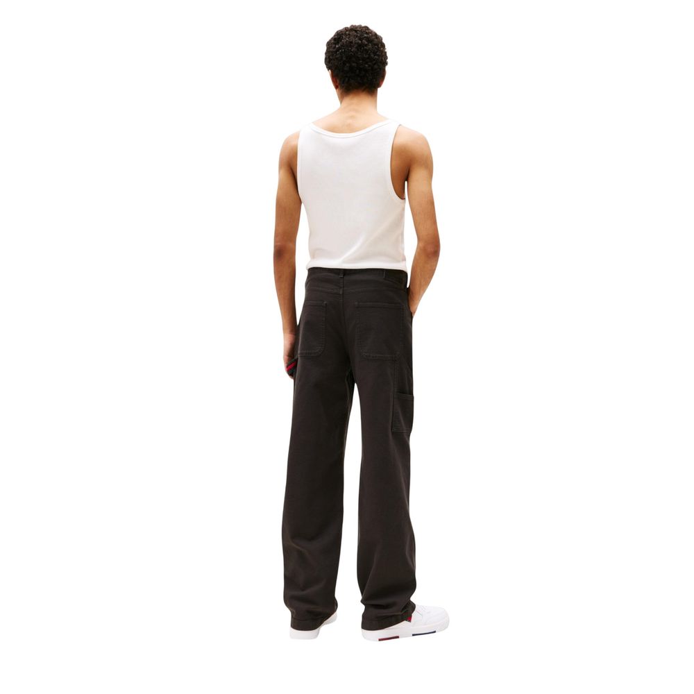 Pantalon décontracté en coton biologique noir Tommy Hilfiger Jeans