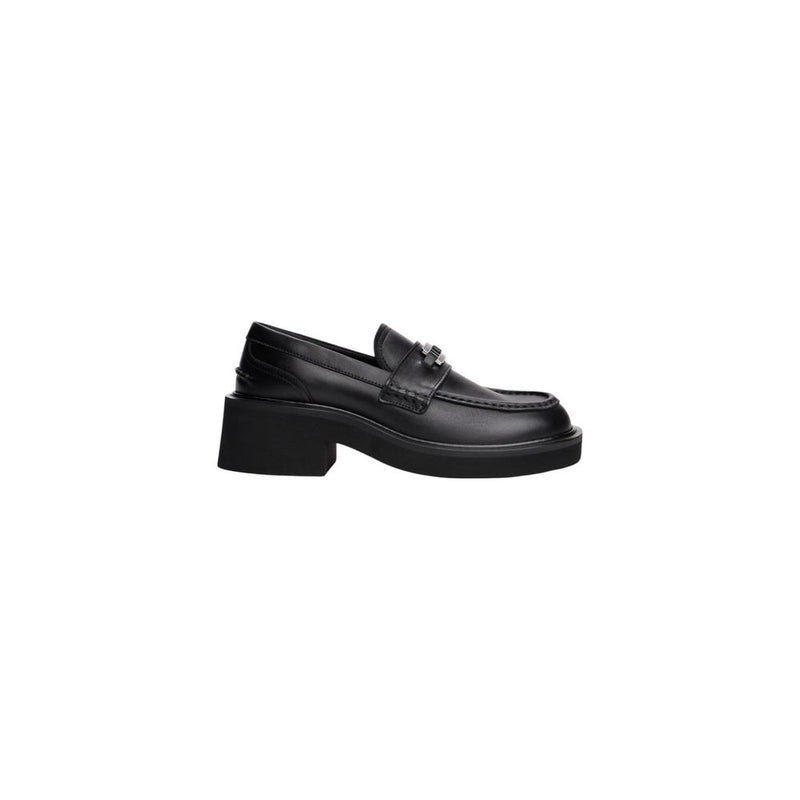 Tommy Hilfiger Jeans Black Leather Chunky Heel Pumps