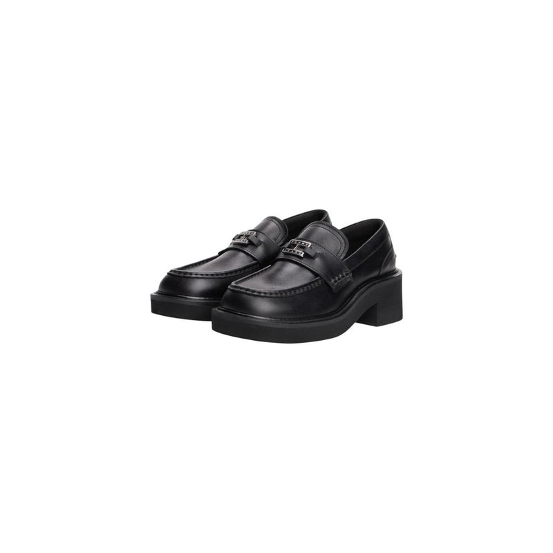 Tommy Hilfiger Jeans Black Leather Chunky Heel Pumps