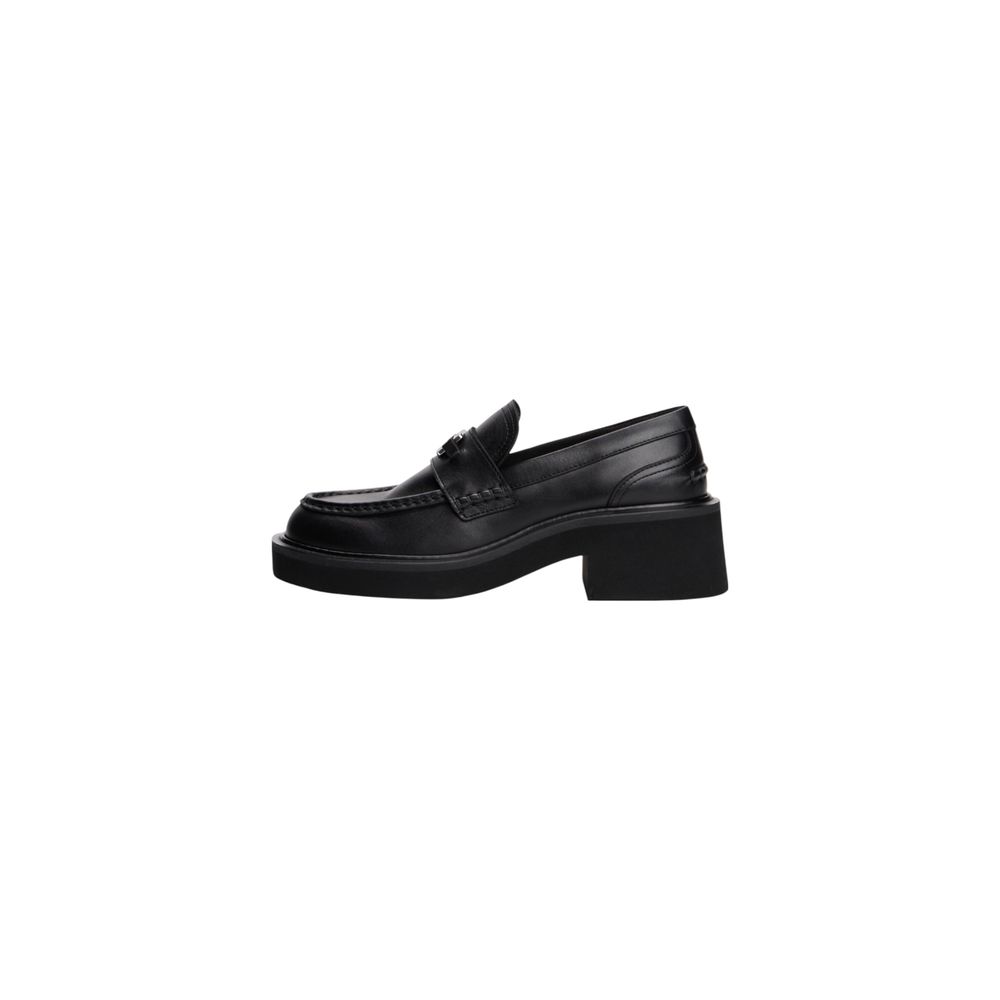 Tommy Hilfiger Jeans Black Leather Chunky Heel Pumps