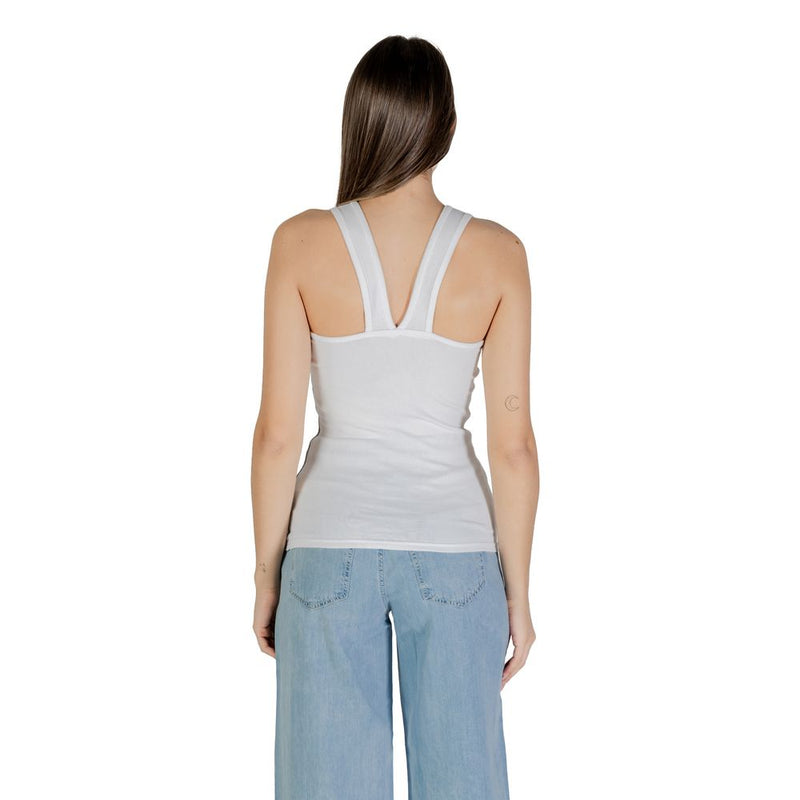 Calvin Klein Jeans Women's White Cotton Ribbed Tank Top