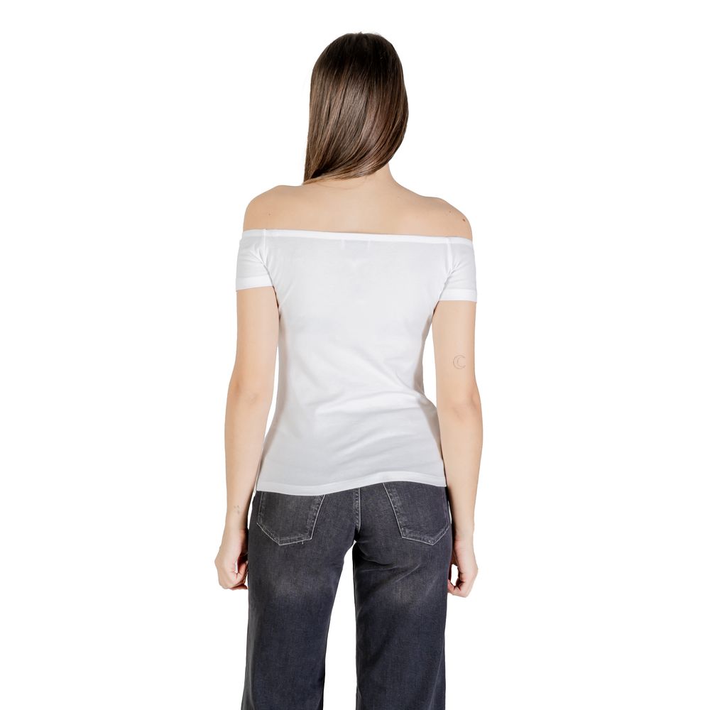 Calvin Klein Jeans Monogram Off Shoulder White T-Shirt