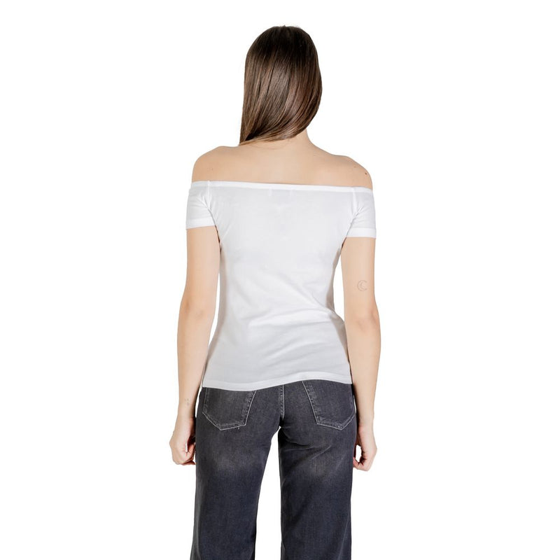 Calvin Klein Jeans Monogram Off Shoulder White T-Shirt