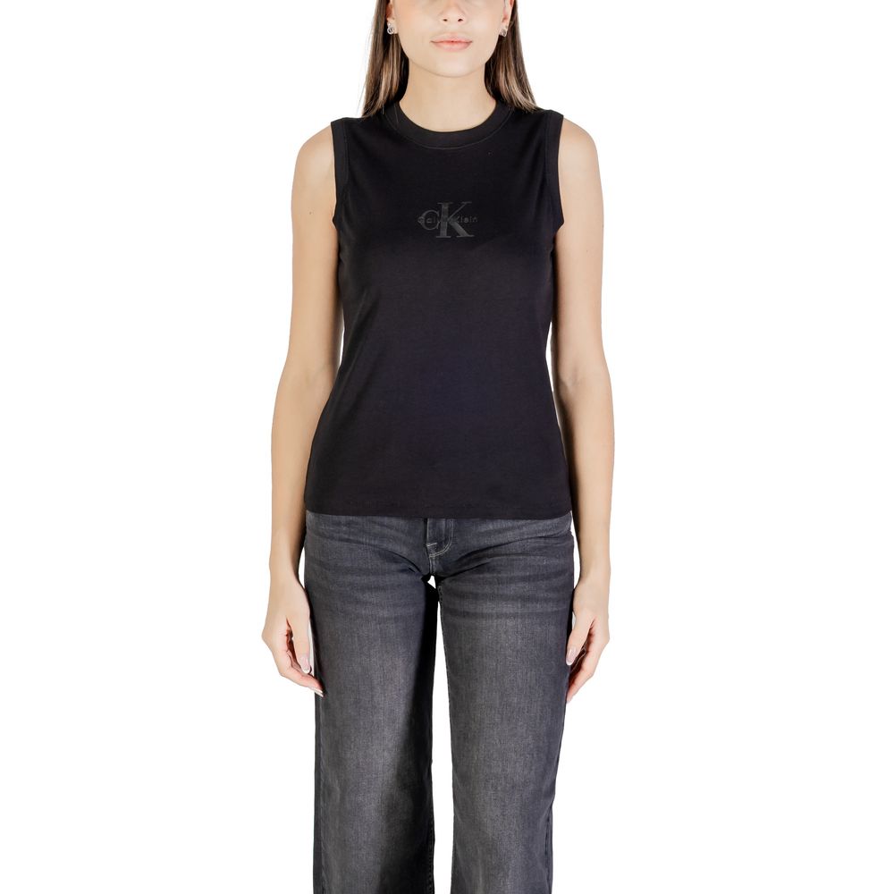 Calvin Klein Jeans Black Cotton Logo Muscle Tee for Women