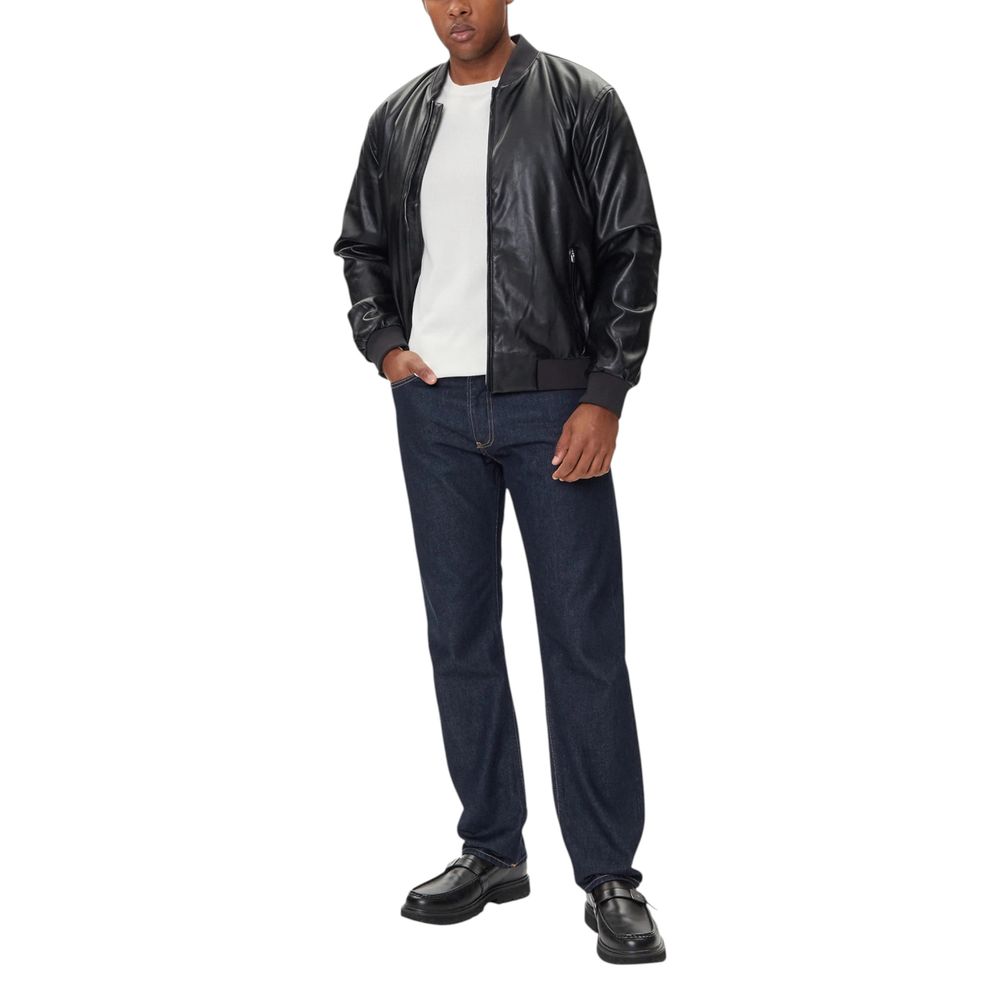 Calvin Klein Jeans Black Faux Leather Bomber Jacket