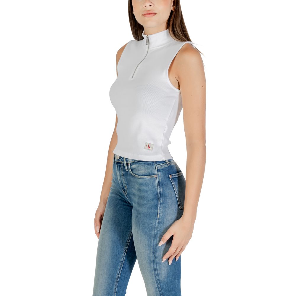 Calvin Klein Jeans White Cotton Top - Modern Sleeveless Design