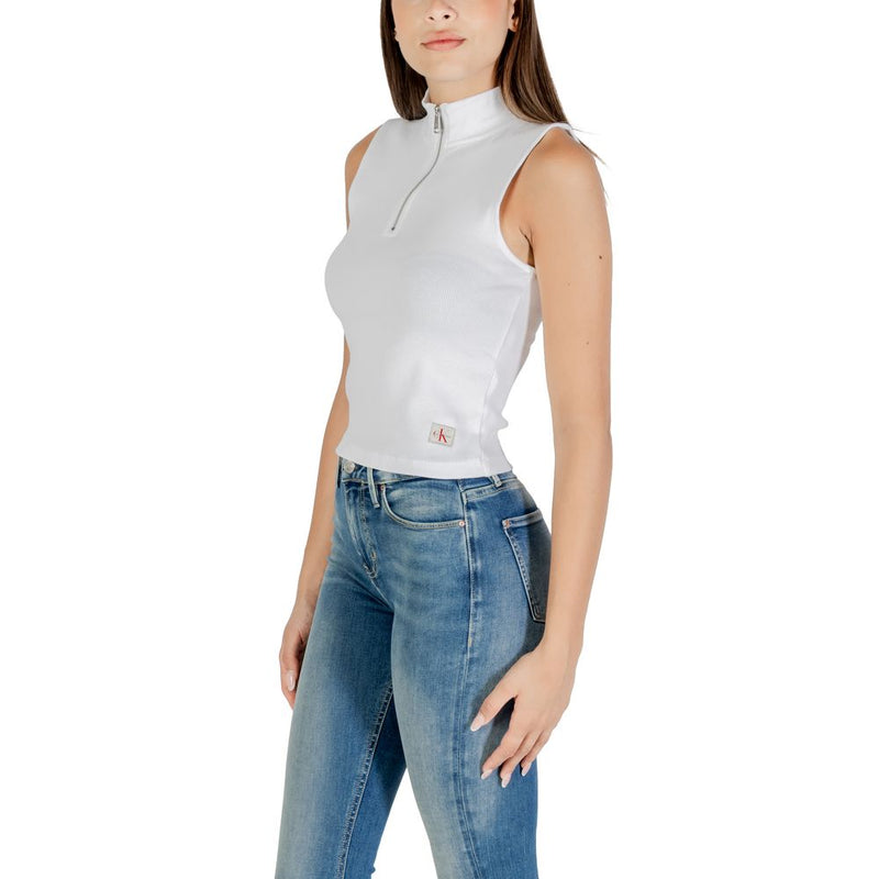 Calvin Klein Jeans White Cotton Top - Modern Sleeveless Design