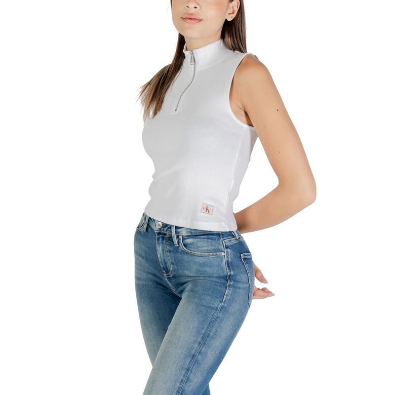 Calvin Klein Jeans White Cotton Top - Modern Sleeveless Design