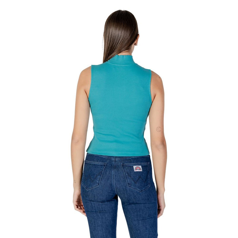 Calvin Klein Jeans Turquoise Cotton Sleeveless Top - Modern Style