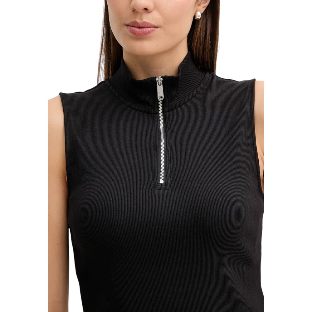 Calvin Klein Jeans Black Cotton Sleeveless Top - Modern High Neck Design