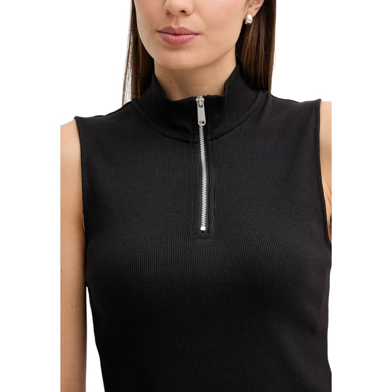 Calvin Klein Jeans Black Cotton Sleeveless Top - Modern High Neck Design
