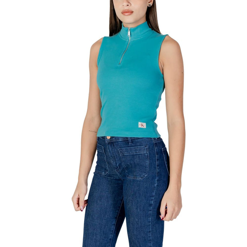 Calvin Klein Jeans Turquoise Cotton Sleeveless Top - Modern Style