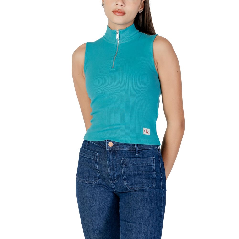 Calvin Klein Jeans Turquoise Cotton Sleeveless Top - Modern Style