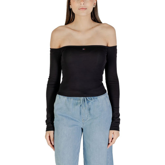 Tommy Hilfiger Jeans T-Shirt Long Sleeve en Coton Recyclé Noir