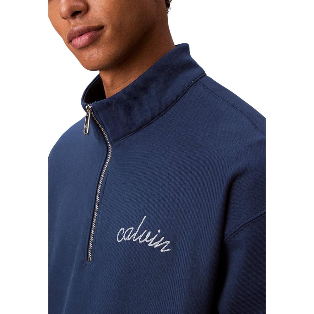 Calvin Klein Jeans PREMIUM TERRY CHAIN Blue Cotton Sweatshirt