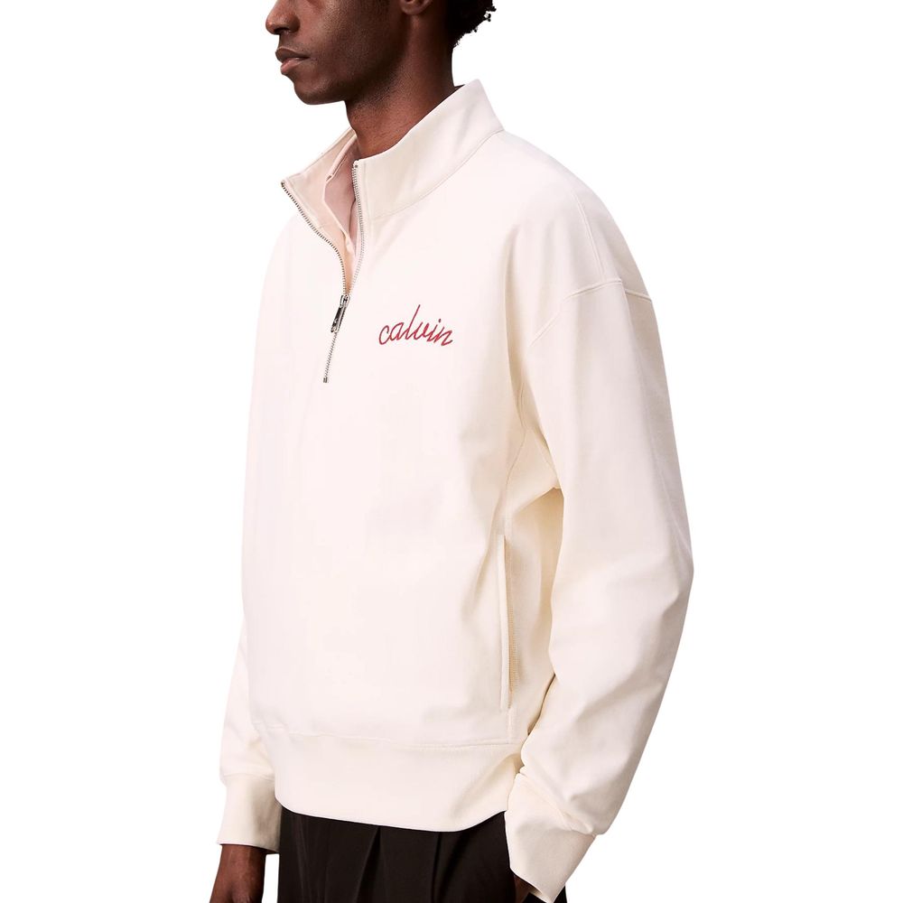 Calvin Klein Jeans PREMIUM TERRY CHAIN White Cotton Sweatshirt