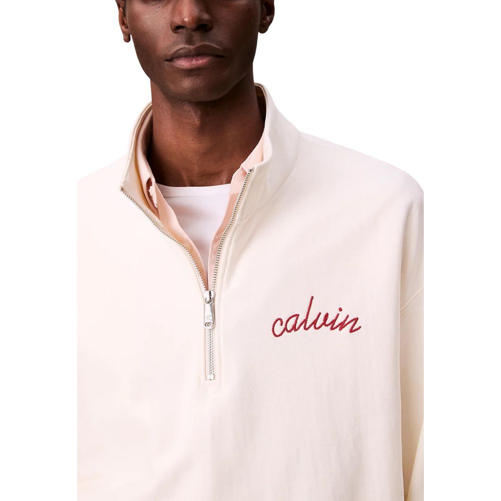 Calvin Klein Jeans PREMIUM TERRY CHAIN White Cotton Sweatshirt
