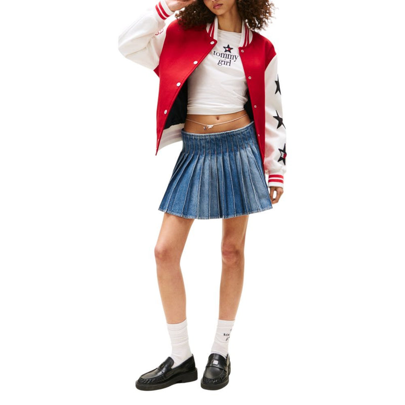 Tommy Hilfiger Jeans Mini Jupe Bleue en Coton Recyclé