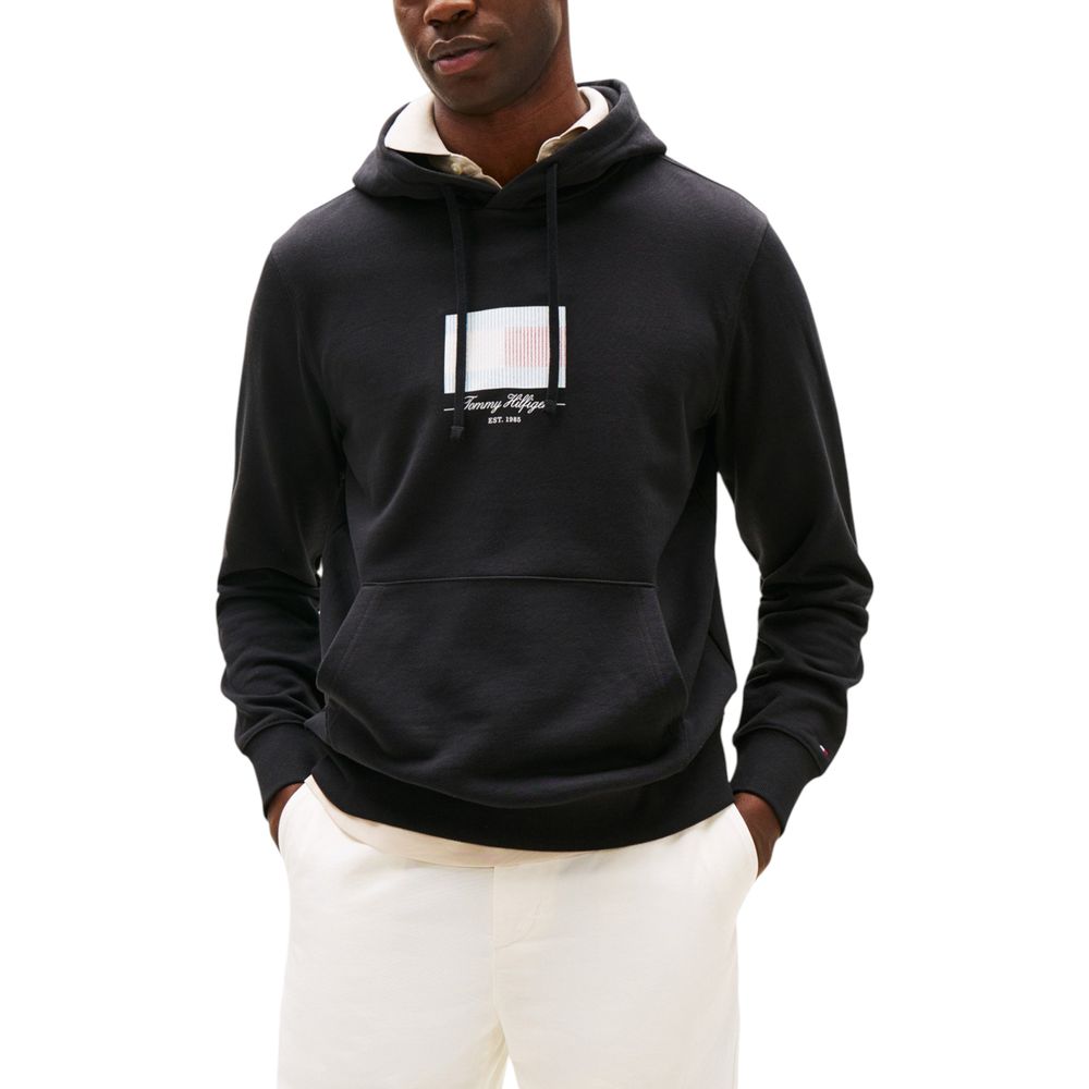 Sweat à capuche en coton recyclé noir Tommy Hilfiger